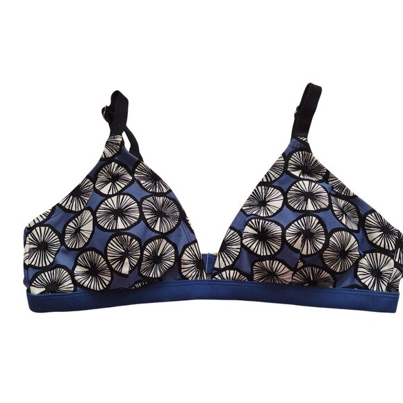 Marimekko For Target Blue & Black Print Triangle Bikini Top L - Picture 9 of 9